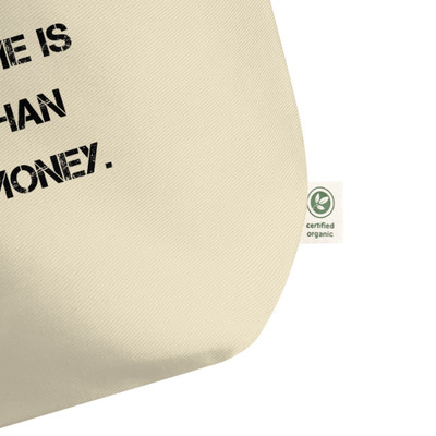 Wasted time is worse than wasted money. - Organic Cotton Large Tote Motivational quotes 7848001