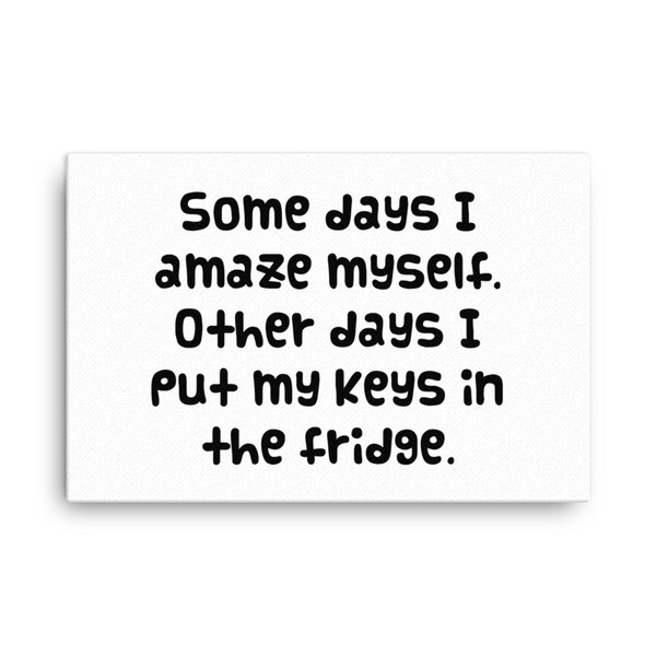 Some Days I Amaze Myself. Other Days I Put My Keys In The Fridge. - Canvas