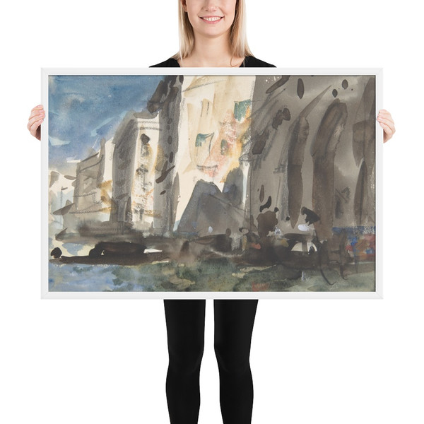 Bridge on the Grand Canal, Venice - Hercules Brabazon Brabazon - 19th century - Photo Paper Framed Poster Museum quality 7744588