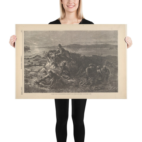 A Night Scout in the Southwest – Surprise of an Outpost, and Survey of the Rebel Guns (from Harper's Weekly) - Thomas Nast - April 4, 1863 - Photo Paper Poster Museum quality 7740807