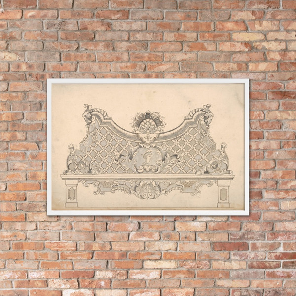 Design for a Wooden Bench - Anonymous, 18th century - ca. 1700–1730 - Matte Paper Framed Poster Museum quality 7742285