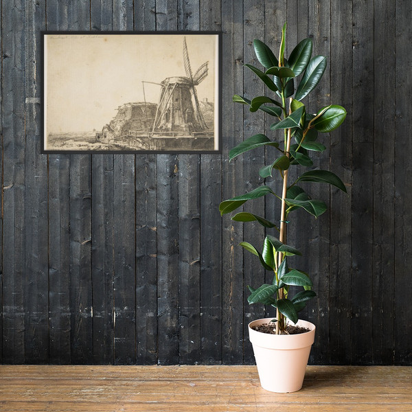 The Windmill (reverse copy) - Rembrandt (Rembrandt van Rijn) - n.d. - Photo Paper Framed Poster Museum quality 7724044