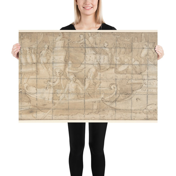 Antique Naval Battle (recto); A Battle Scene (verso) - Lattanzio Gambara - ca. 1550–55 - Photo Paper Poster Museum quality 7743198