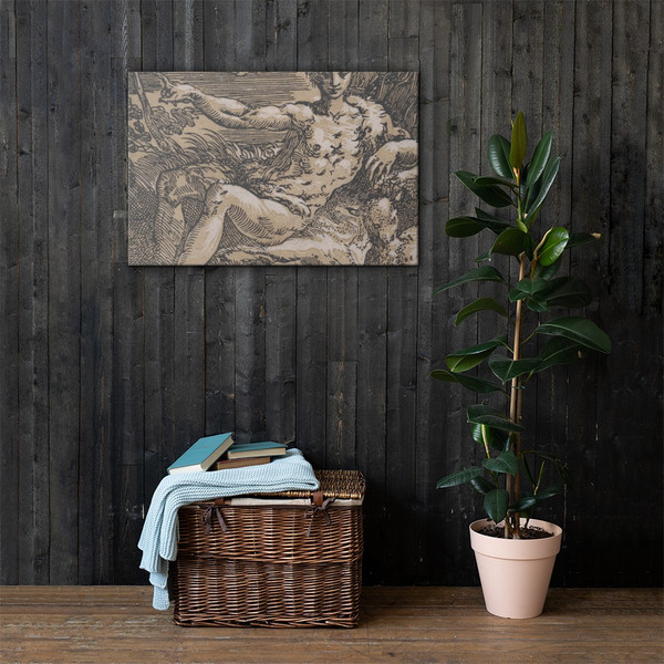 Young Saint John the Baptist in the desert, a lamb at his side - Antonio da Trento - ca. 1527–30 - Canvas Museum quality 7742310