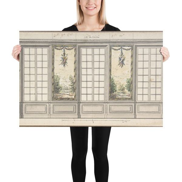 Design for a Windowed Wall with Decorative Panels - Anonymous, French, 18th century - mid-18th century - Paper Poster Museum quality 7724942