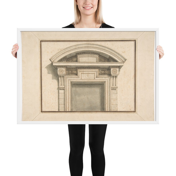 Drawing for a Door Frame - Lorenzo Sarti - 18th century - Photo Paper Framed Poster Museum quality 7739822