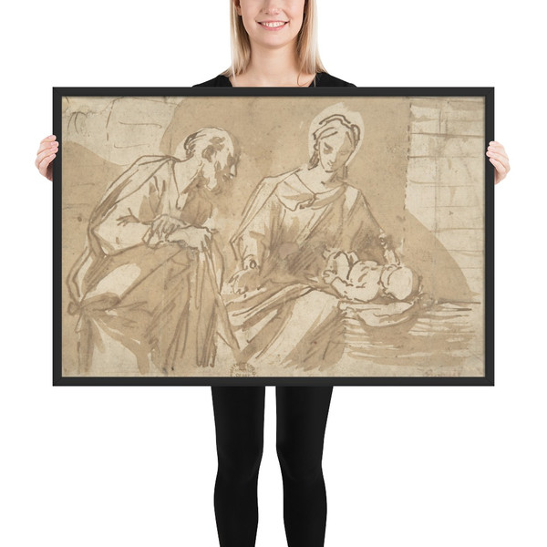 Holy Family - Anonymous, Italian, Roman-Bolognese, 17th century - 17th century - Photo Paper Framed Poster Museum quality 7746069