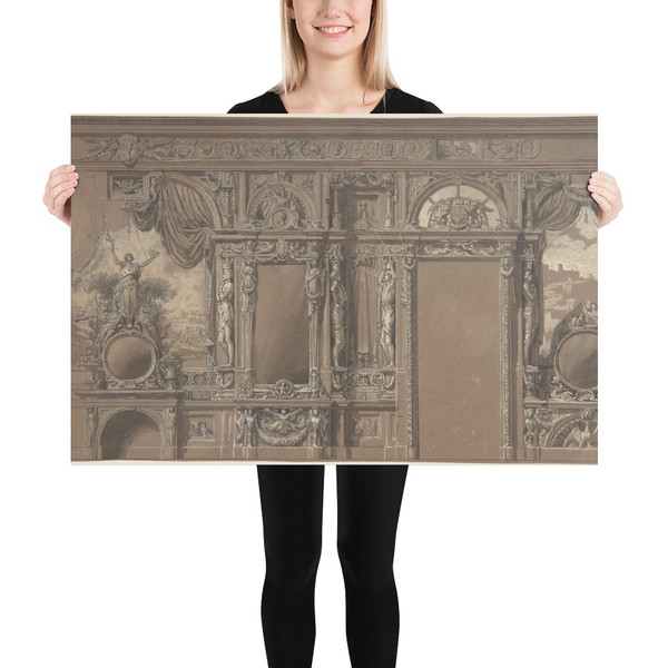 Design for a Heavily-Decorated Wall Elevation - Anonymous, Italian, 19th century - 1800–1900 - Paper Poster Museum quality 7739357