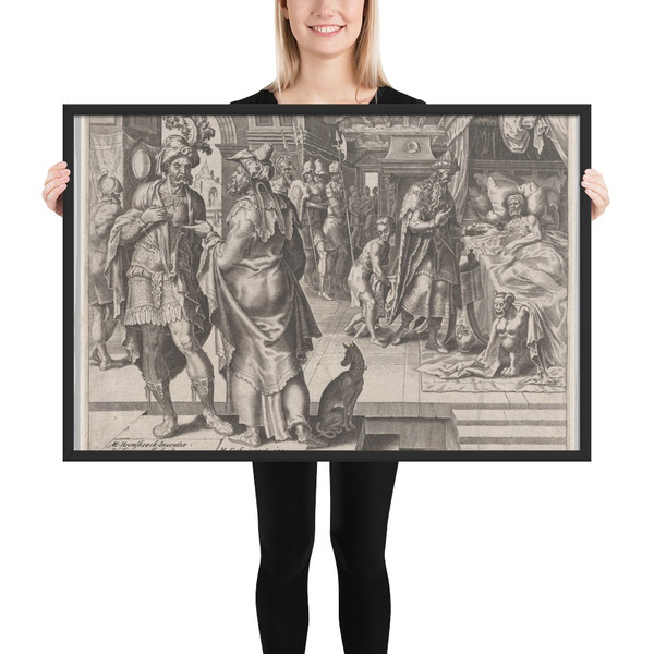 Jonadab Counselling Amnon, from The Story of Tamar and Amnon, plate 1 - Philips Galle - 1559 - Photo Paper Framed Poster Museum quality 7739780