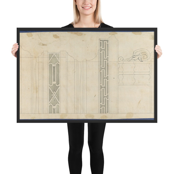 Moldings and Fretwork for China Case, from Chippendale Drawings, Vol. II - Thomas Chippendale - 1753 - Matte Paper Framed Poster Museum quality 7724645