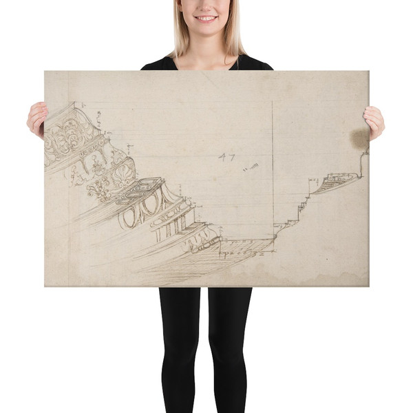 Domus Augustiana, cornice, profile projection (recto) Ara Grimani, base (verso) - Anonymous, French, 16th century - early to mid-16th century - Canvas Museum quality 7738038