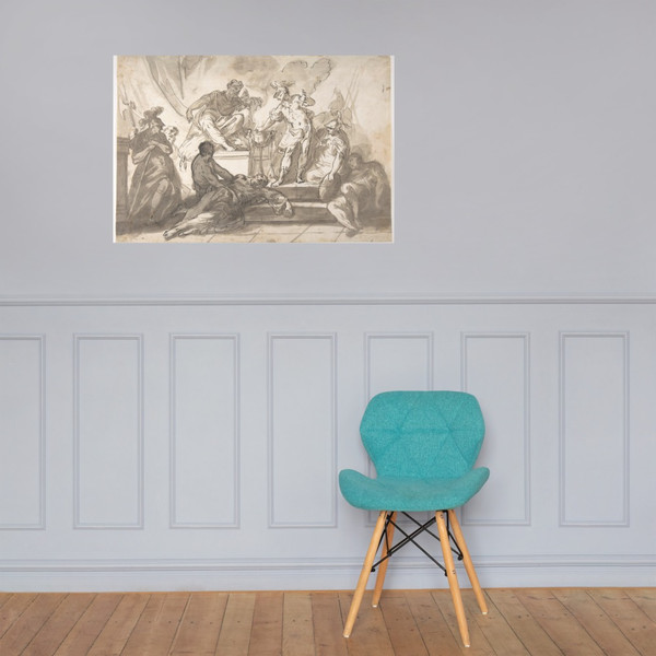 Gaius Mucius Scaevola Thrusting His Right Hand into Fire - Marco Marcola - 1740–93 - Photo Paper Poster Museum quality 7744818