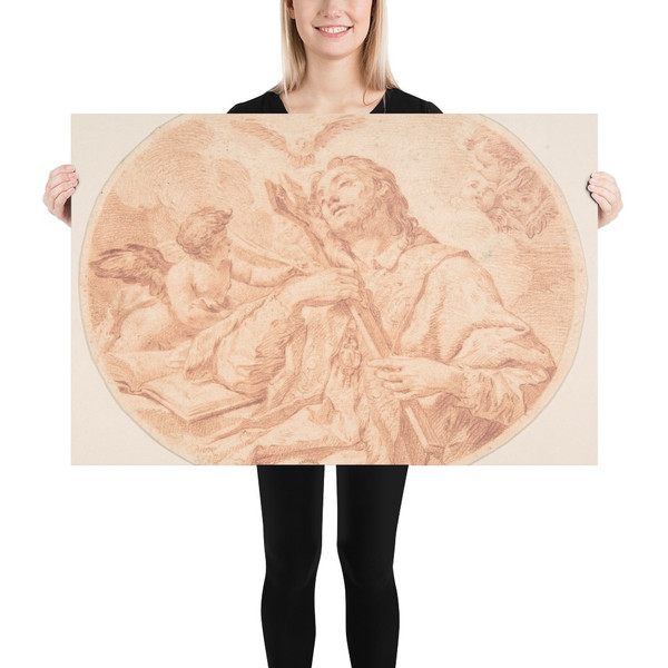 Male Saint in Ecstasy - Anonymous, Italian, Roman-Bolognese, 17th century - 17th century - Photo Paper Poster Museum quality 7745988