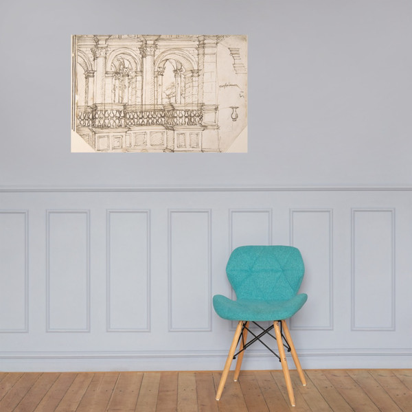 Arcade in the Balustrade (Stage Setting?) - Anonymous, Italian, 16th century - 16th century - Photo Paper Poster Museum quality 7742875