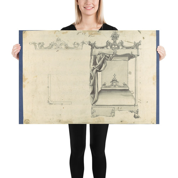 Bed, in Chippendale Drawings, Vol. I - Thomas Chippendale - 1753 - Photo Paper Poster Museum quality 7747998