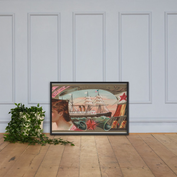 Steamship Westernland, Red Star Line, from the Ocean and River Steamers series (N83) for Duke brand cigarettes - W. Duke, Sons & Co. - 1887 - Matte Paper Framed Poster Museum quality 7737701