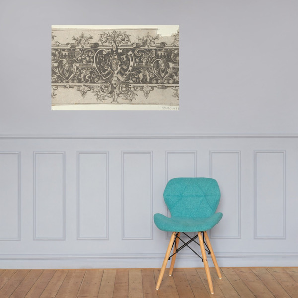 Frieze with Grotesques and a Horned and Bearded Figure Between Strapwork at Center - Theodor de Bry - 1589 - Photo Paper Poster Museum quality 7737965
