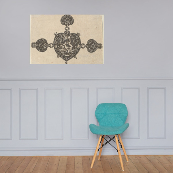Design for a Heart-Shaped Brooch - Johann Theodor de Bry - 1580–1600 - Photo Paper Poster Museum quality 7737702