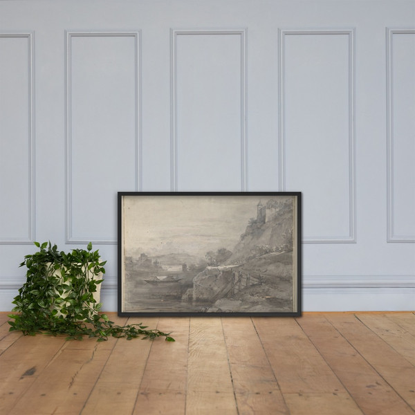 River Landscape - Anonymous, Italian, 19th century - 1800–1900 - Photo Paper Framed Poster Museum quality 7738638