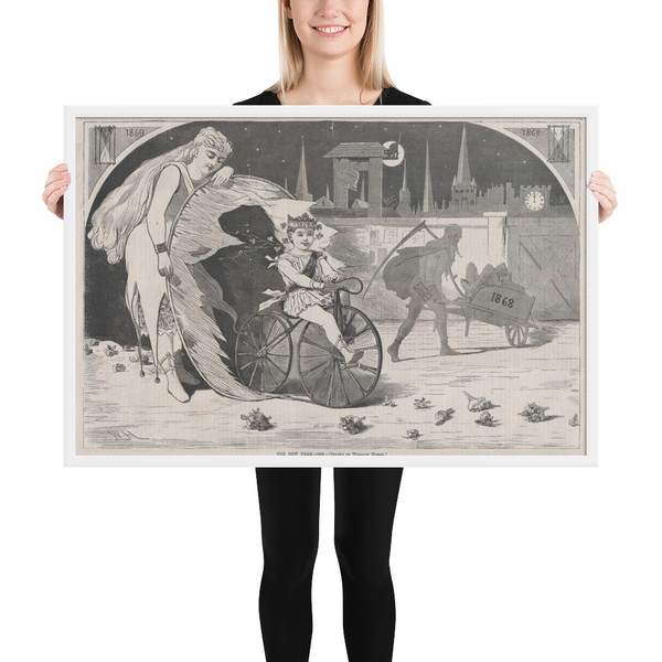 The New Year – 1869 – Drawn by Winslow Homer (Harper's Weekly, Vol. VIII) - Winslow Homer - January 9, 1869 - Matte Paper Framed Poster Museum quality 7747412