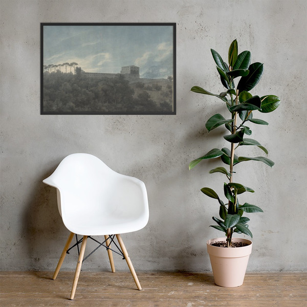 View of the Villa Lante on the Janiculum in Rome - John Robert Cozens - 1782–83 - Matte Paper Framed Poster Museum quality 7744038