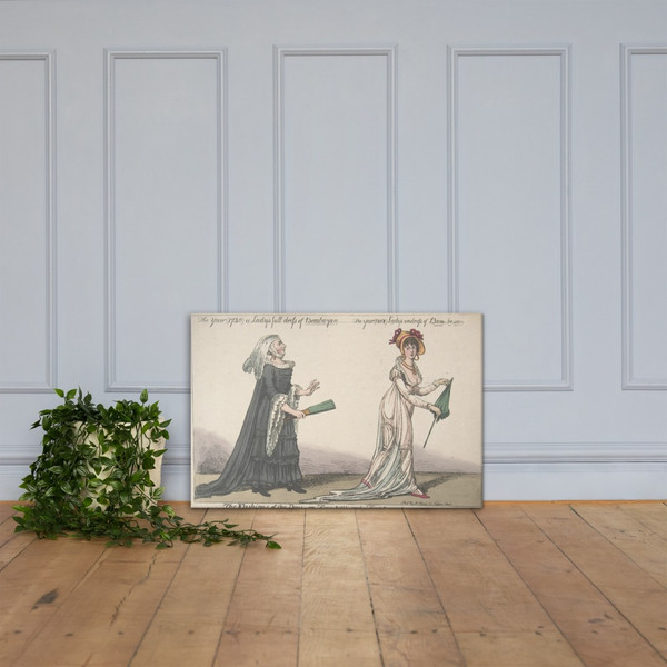 The Fashions of the Day – or Time Past and Time Present: The Year (1740) a Lady's Full Dress of Bombazeen – The Year (1808) Lady's Undress of Bum-be-seen - Anonymous, Irish, 19th century - ca. 1808 - Canvas Museum quality 7704923