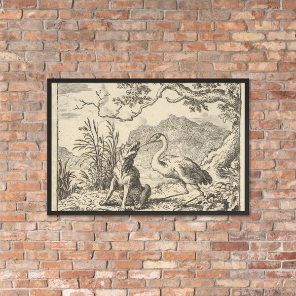 The Stork Removes a Bone from the Wolf's Throat from Hendrick van Alcmar's Renard The Fox - Allart van Everdingen - 1650–75 - Matte Paper Framed Poster Museum quality 7747508