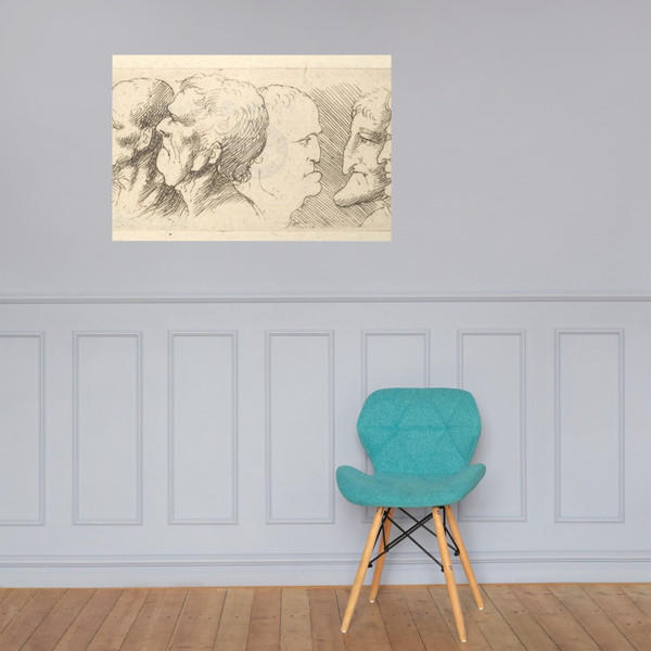 Head studies - Wenceslaus Hollar - 1645 - Photo Paper Poster Museum quality 7741486