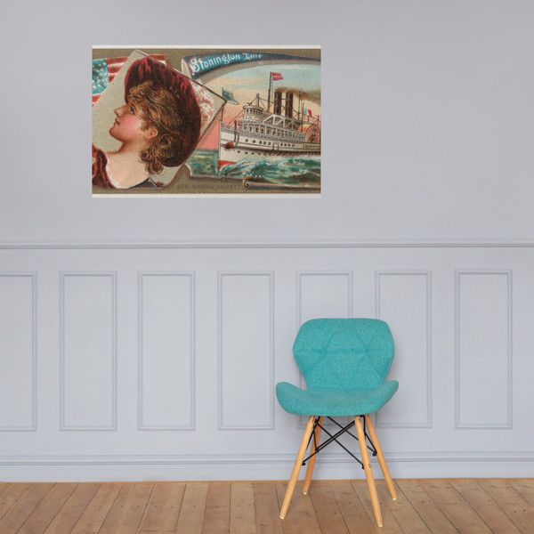 Steamship Narragansett, Stonington Line, from the Ocean and River Steamers series (N83) for Duke brand cigarettes - W. Duke, Sons & Co. - 1887 - Paper Poster Museum quality 7737646