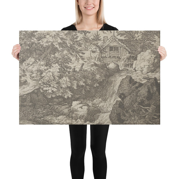 The Cascade Near the Watermill - Allart van Everdingen - Canvas Museum quality 7741232