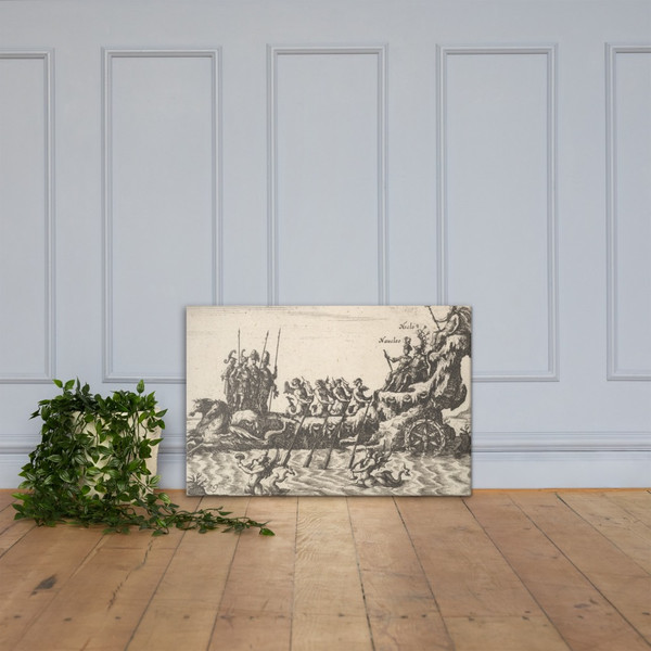 Plate 9: Argonauts Hicleus and Naucleus led in the float of Neptune (Hicleo e Naucleo Argon. condotti nel carro di Nattunno), with male sea creatures blowing horns from the water below, from the serie