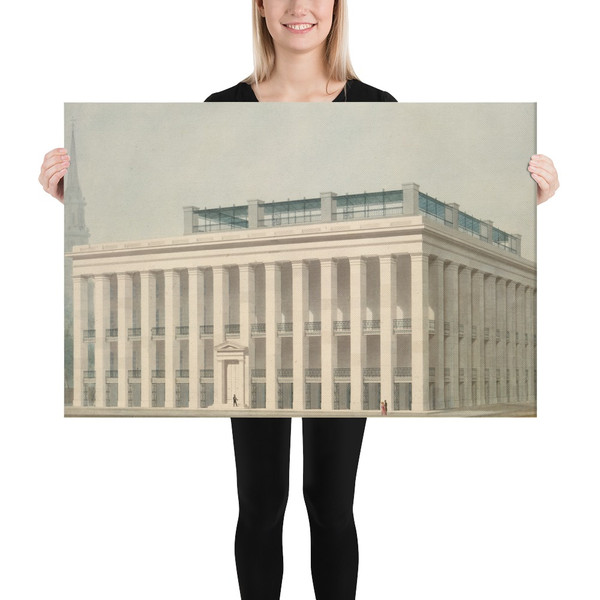 Proposal for Astor House (Park Hotel), New York (perspective) - Ithiel Town - ca. 1830–34 - Canvas Museum quality 7746539