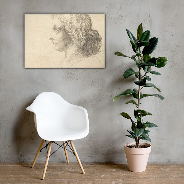 Head of young man with long hair in profile to the left - Wenceslaus Hollar - 1644–52 - Canvas Museum quality 7724623