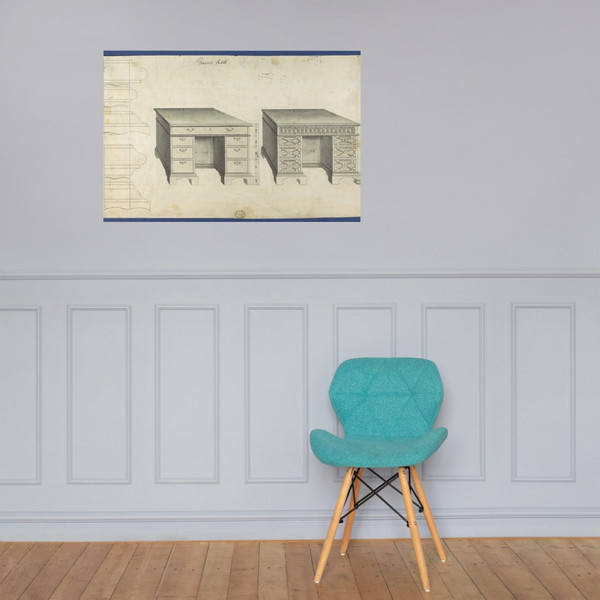 Bureau Tables, from Chippendale Drawings, Vol. II - Thomas Chippendale - 1753 - Paper Poster Museum quality 7724745