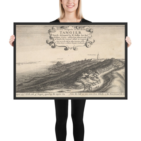 Prospect of ye North side of Tangier regarding the mayne Sea from the hill as you come from Whitby or the West, toward the Towne - Wenceslaus Hollar - by 1673 - Photo Paper Framed Poster Museum quality 7738877