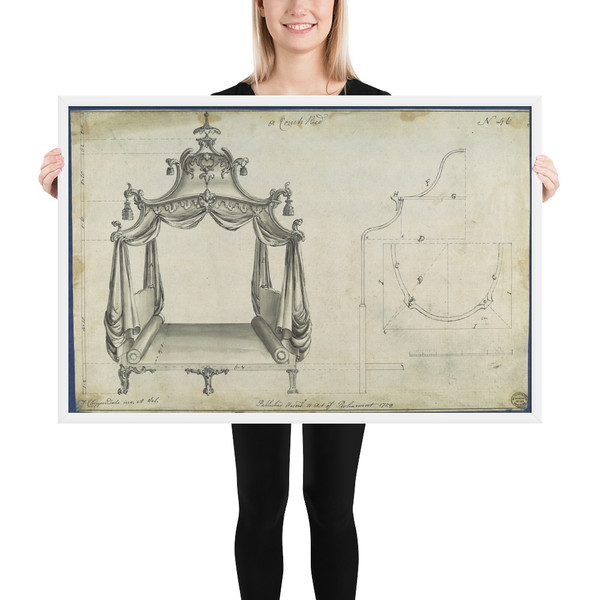 Couch Bed, in Chippendale Drawings, Vol. I - Thomas Chippendale - 1759 - Matte Paper Framed Poster Museum quality 7747980