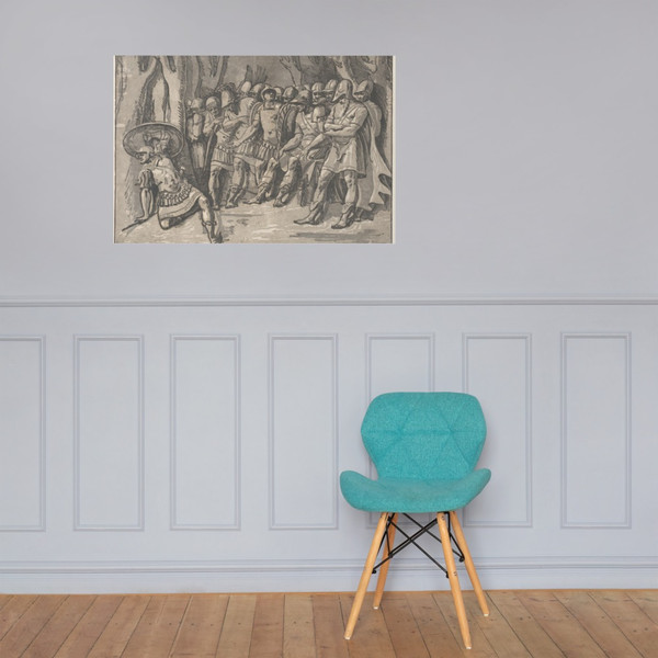 Ajax lower left holding a shield aloft, at the right stands Agamemnon surrounded by his soldiers - Niccolò Vicentino - 1540–50 - Photo Paper Poster Museum quality 7724006