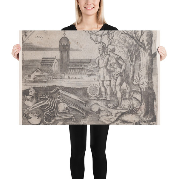 Two Men at a Cemetery - Agostino Veneziano (Agostino dei Musi) - ca. 1514–36 - Photo Paper Poster Museum quality 7745065