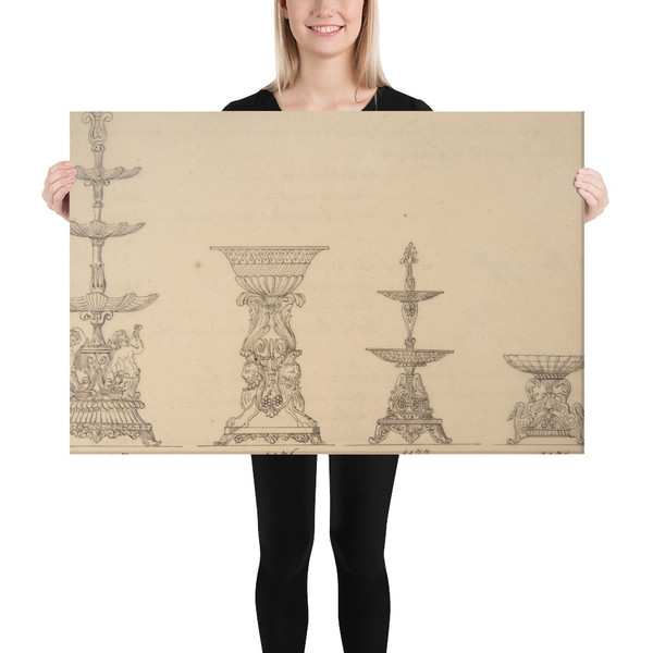 Designs for Two Servers and Two Compote Dishes - Anonymous, French, 19th century - 19th century - Canvas Museum quality 7704632