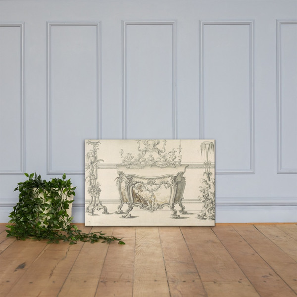Commode Table and Candlestands, in Chippendale Drawings, Vol. I - Thomas Chippendale - 1761 - Canvas Museum quality 7748185