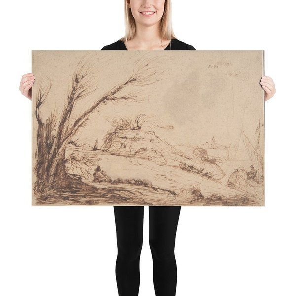 Landscape with Figures - Anonymous, Italian, Roman-Bolognese, 17th century - 17th century - Photo Paper Poster Museum quality 7746177