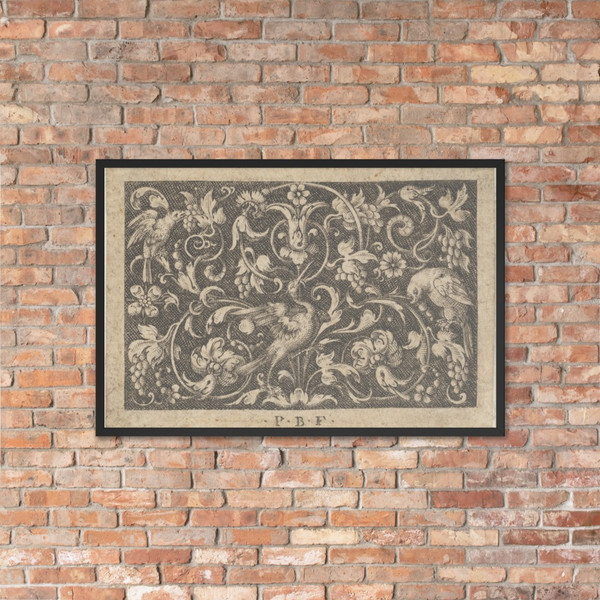 Horizontal Panel with Three Birds, from Varii Generis Opera Aurifabris Necessaria - Paul Birckenhultz - ca. 1600 - Photo Paper Framed Poster Museum quality 7725173