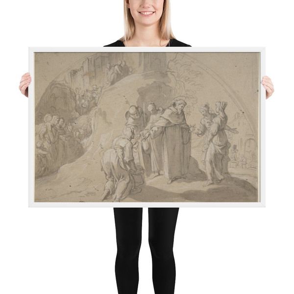 Saint Philip Benizi Converting Two Wicked Women at the City of Todi - Bernardino Poccetti - 1608–9 - Matte Paper Framed Poster Museum quality 7745331