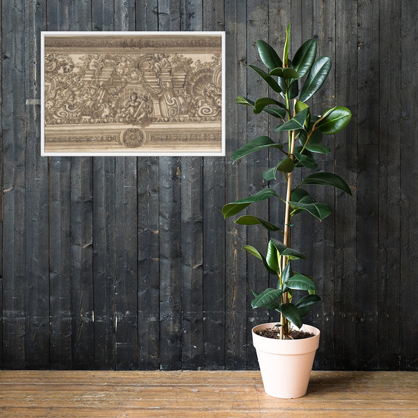 Design for the Trompe L'Oeil Decoration of a Ceiling - Anonymous, Italian, 18th century - 18th century - Matte Paper Framed Poster Museum quality 7747382
