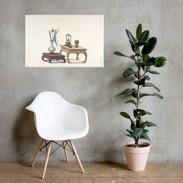 Two Low Tables with Ornamental Objects - Anonymous, Chinese, 19th century - 19th century - Photo Paper Poster Museum quality 7724508