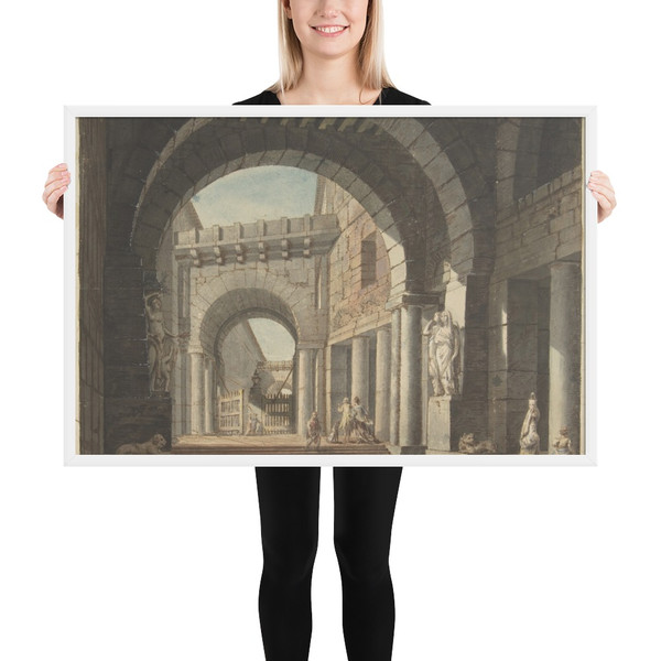 Courtyard - Anonymous, Italian, 18th century - 18th century - Matte Paper Framed Poster Museum quality 7742172