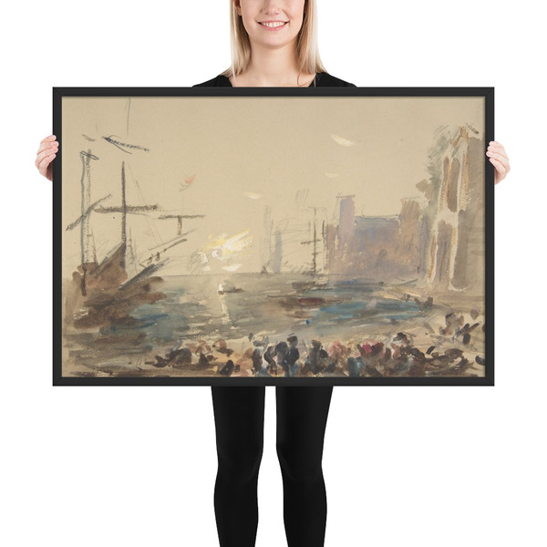 Seascape (recto); Indecipherable sketch (verso) - Hercules Brabazon Brabazon - 1840–1906 - Photo Paper Framed Poster Museum quality 7744578