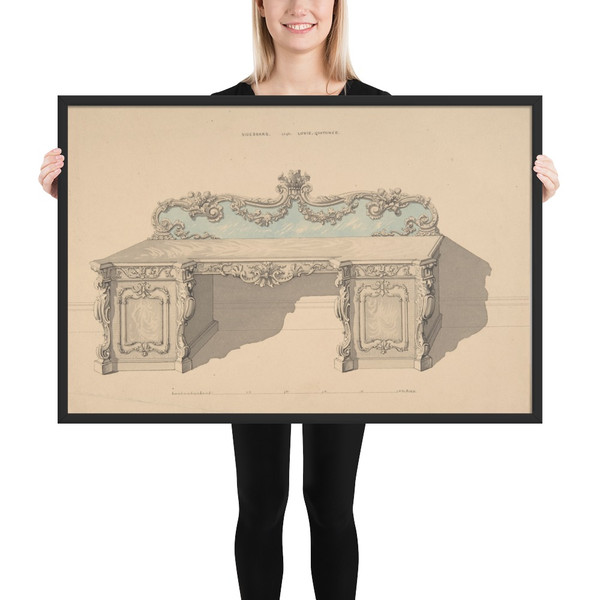 Design for Sideboard, Louis Quatorze Style - Robert William Hume - 1835–1900 - Matte Paper Framed Poster Museum quality 7724059