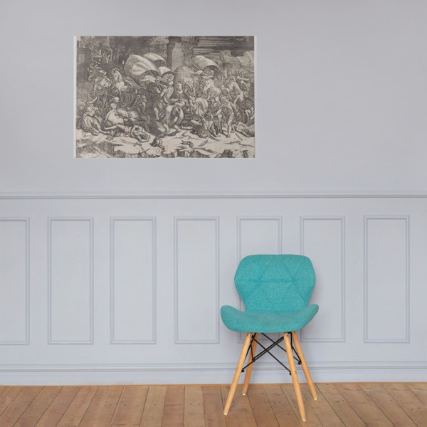 Battle with a Cutlass - Agostino Veneziano (Agostino dei Musi) - 1530–31 - Paper Poster Museum quality 7745118