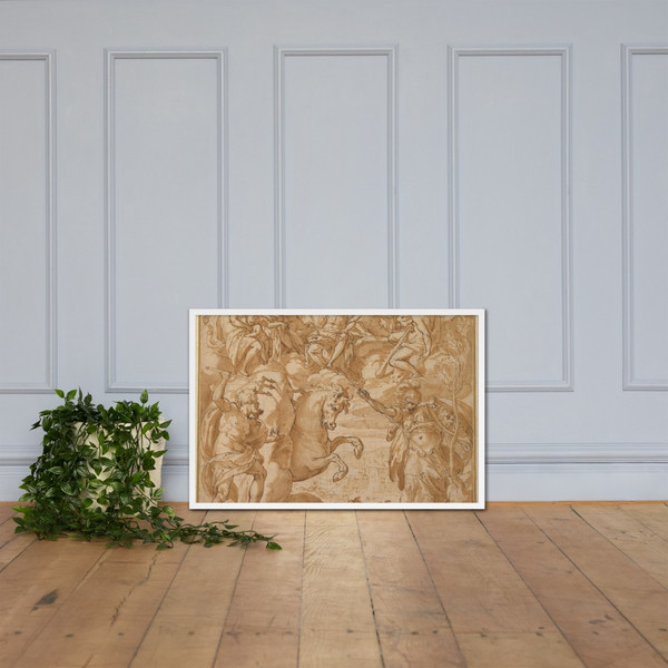 The Contest Between Athena and Poseidon for the Possession of Athens - Cesare Nebbia - 1570s - Matte Paper Framed Poster Museum quality 7743570